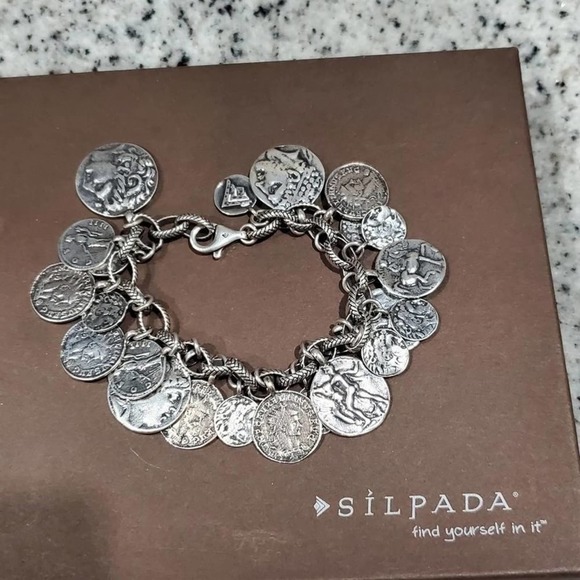 Silpada Jewelry - SILPADA B1624 Iconic Roman Coin Cha Cha Charm Sterling Silver Bracelet